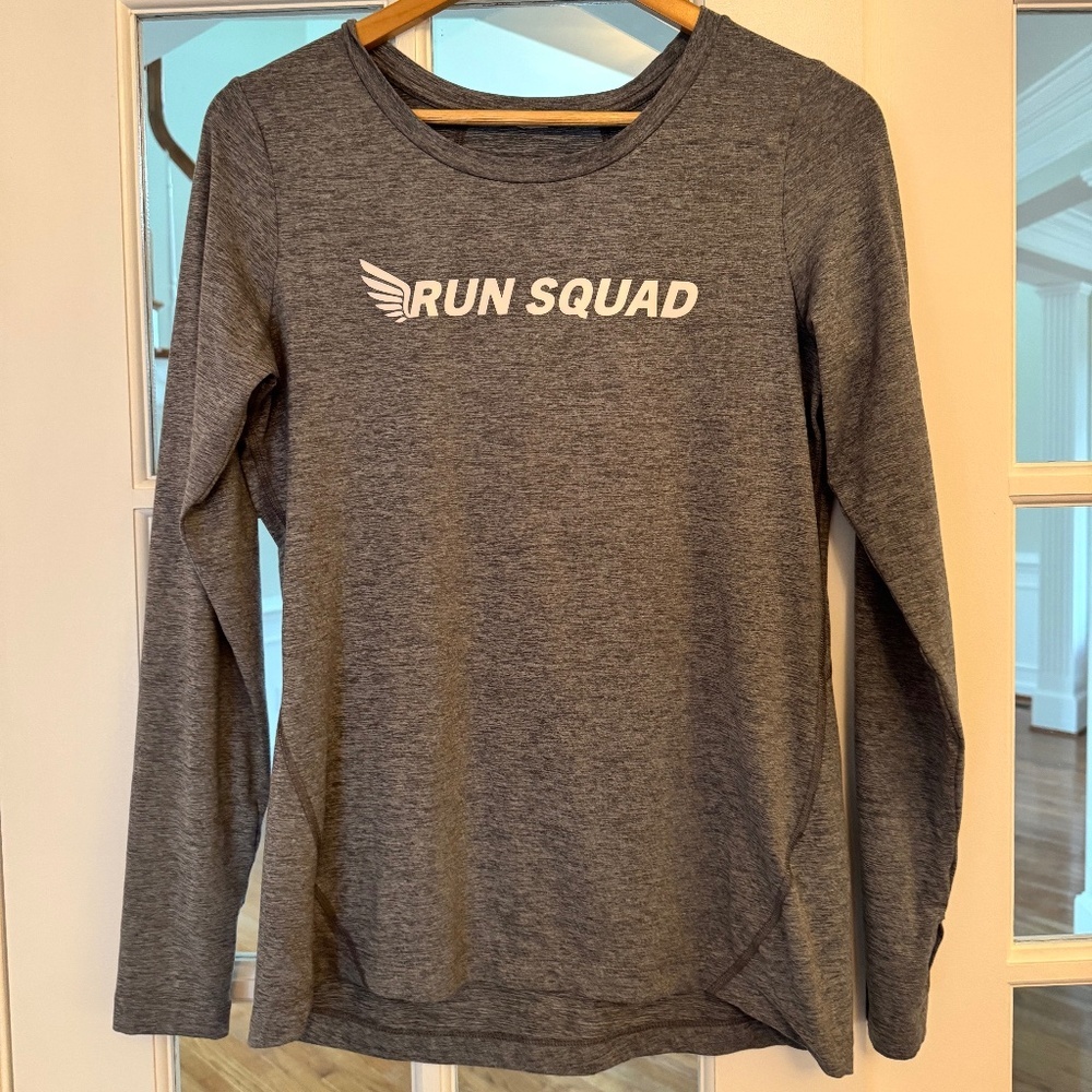 Women's Run Squad Sport-Tek Long Sleeve Crew Tee, Grey Heather, Sz Small